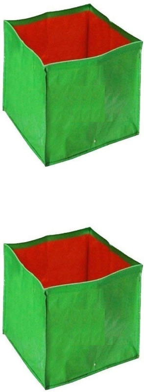 voolex Terrace Gardening HDPE Square Shaped Grow Bags for Vegetable, Flower Plants (12"x12"x12" Inches) - [30cms(L) X 30cms(B) X 30cms(H)] (250 GSM) - Pack of 2 Grow Bag