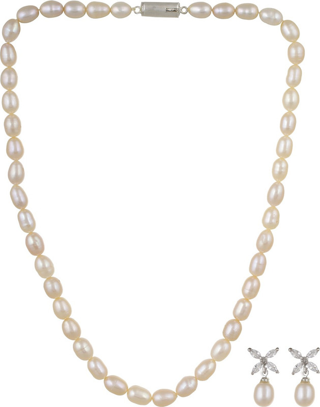 poojithajewellers Nickel, Stone Jewel Set(White)