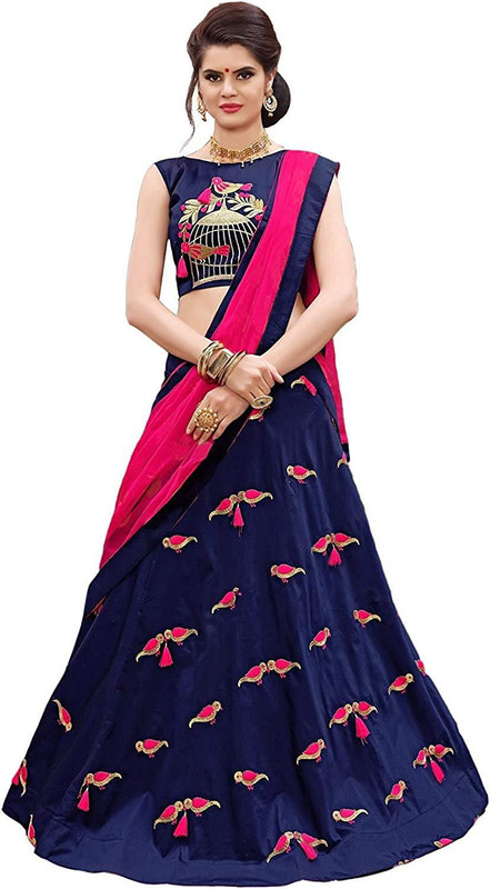 pd fashion Printed Semi Stitched Lehenga Choli(Blue)