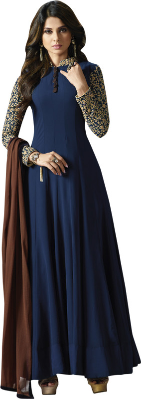 sanskriti designers Poly Georgette Embroidered Salwar Suit Material(Semi Stitched)