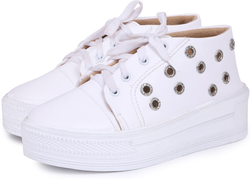 paame Climb Canvas Lace Xpensive Look shoes Sneakers For Women(White)
