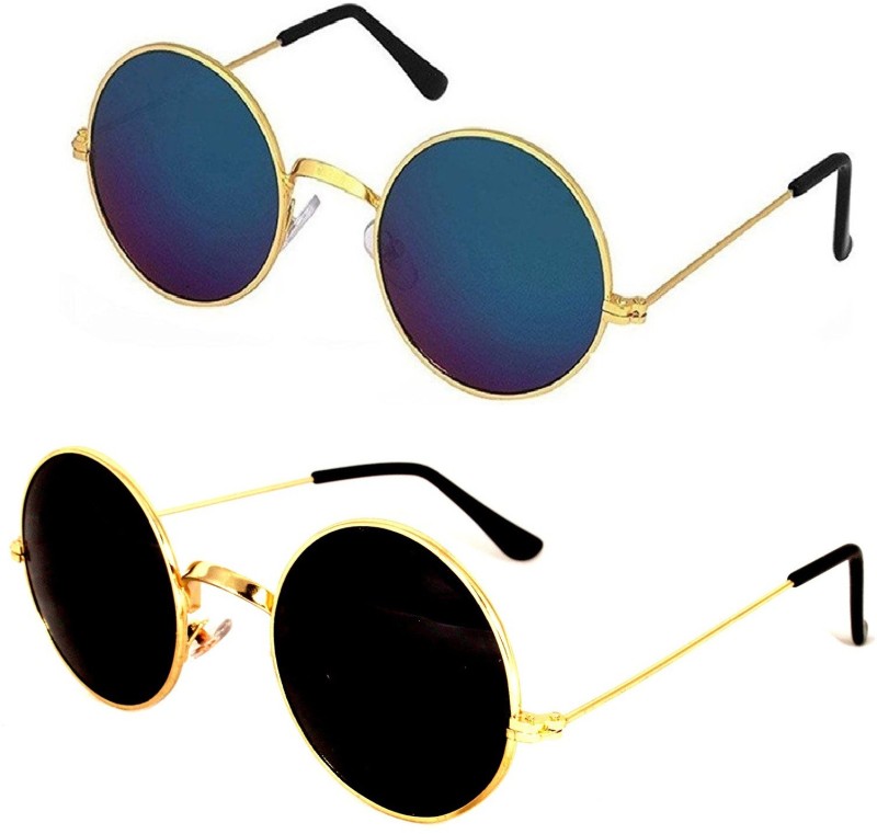 Criba Round Sunglasses(Black, Blue)