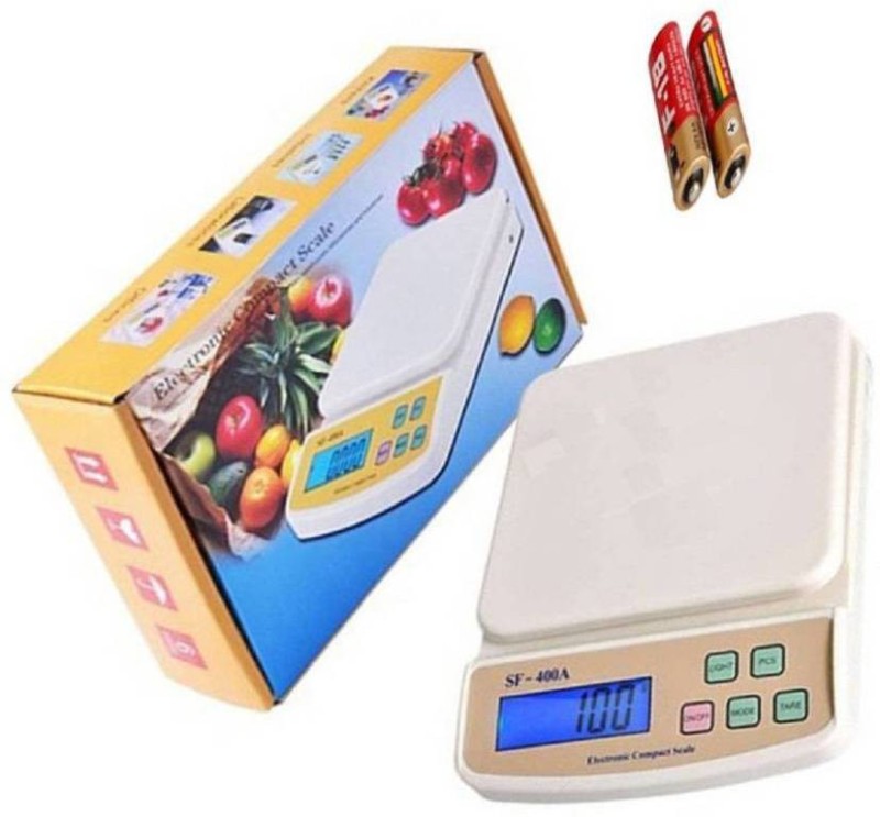 Mezire Fine & Durable Ultra Light Electronic Digital SF 400A 10 Kg With Battery Best Qualtiy Kitchen Use Weighing ScaleÃ‚Â Ã‚Â (White) Weighing Scale(White)