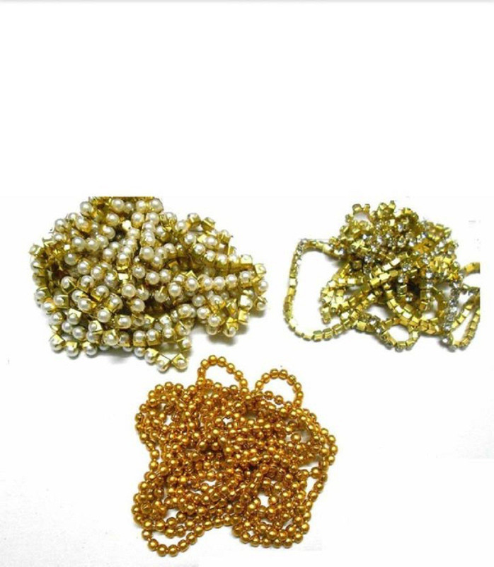 karigari Stone chain,pearl chain,golden ball chain combo for jewellery making