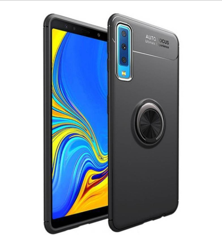 stylewale Back Cover for SAMSUNG GALAXY A7 SLEEK RUBBERISED RING STAND CASE(Black, Dual Protection)