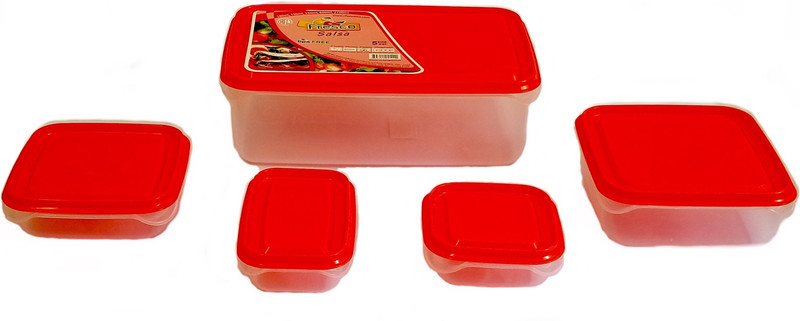 rfl Fresco Salsa  - 2100 ml, 180 ml, 600 ml, 190 ml, 350 ml PP (Polypropylene) Fridge Container(Pack of 5, Orange)