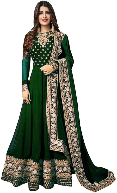 colourfullbutton Georgette Embroidered Kurta with Jacket & Bottom Material(Semi Stitched)