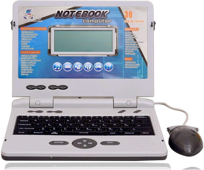 spincart 30 Fun Activities & Games Fun Laptop Notebook With Music(Grey, White)