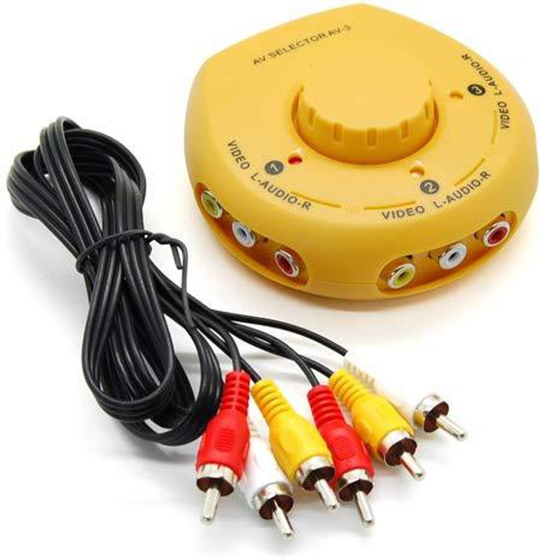 aplink 3-Way Digital Audio Video Switch Selector and Splitter Box for AV RCA TV DV Media Streaming Device(Yellow)