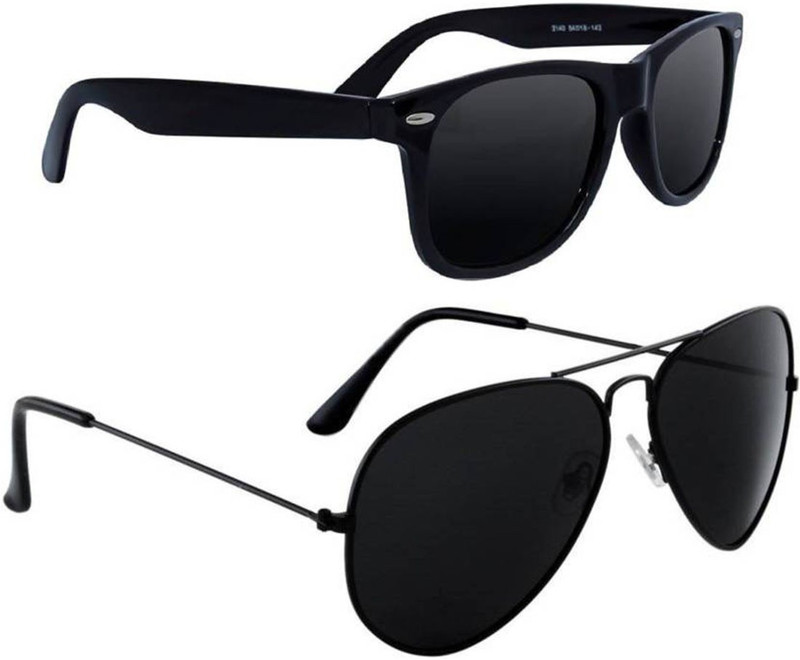 insh Aviator, Wayfarer Sunglasses(Black, Black)