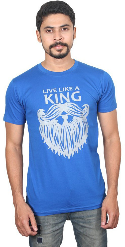yazhi tees Graphic Print Men Round Neck Light Blue T-Shirt
