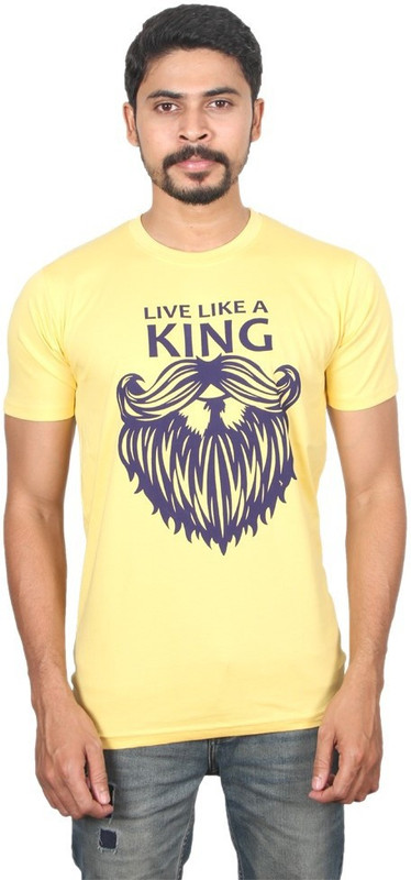 yazhi tees Graphic Print Men Round Neck Yellow, Blue T-Shirt