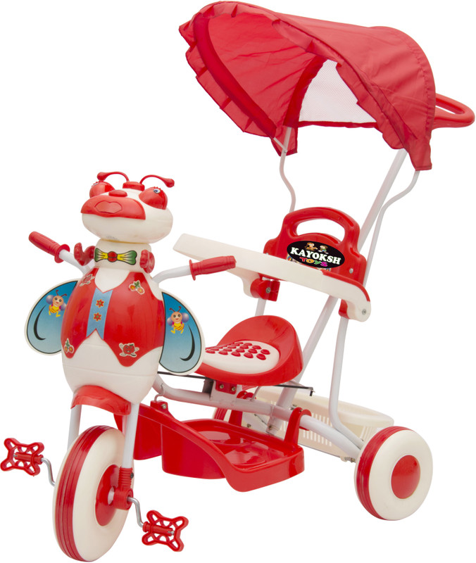kayoksh BABY TRICYCLE FOR KIDS WITH FRONT OR BACK BASKET WITH CANOPY AND PARENT HANDLE OR MUSICAL TRICYCLE RED COLOR KIDS TRICYCLE RECOMMENDED TRICYCLE FOR BABY GIRL OR TRICYCLE FOR BABY BOY OR TRICYCLE FOR TODDLER GIRL OR TRICYCLE FOR TODDLER BOY RECOMMENDED FOR TODDLER 1,2,3,4,5 YEAR CHILDREN TRIC