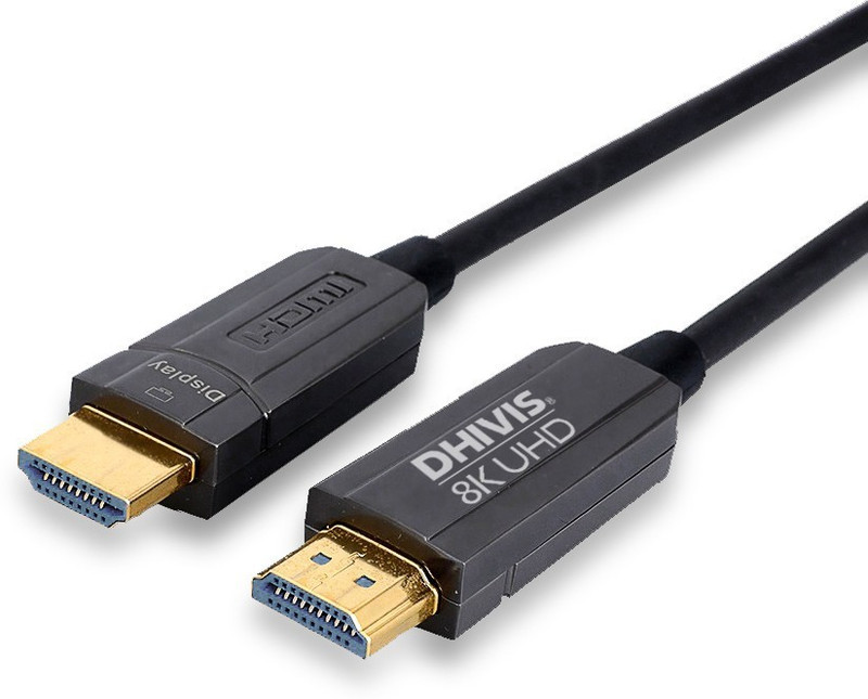 dhivis  TV-out Cable 15 Meter - Fiber Optic HDMI – Speed 48Gbps- 4K 120hz - HDCP 2.2, HDR 10 and Dolby Vision, 4:4:4, HDMI 2.1 Cable for 4K UHD TV, Blue-ray Player, PC, Xbox, PS4Pro, Projector(Black, For Projector, 15)