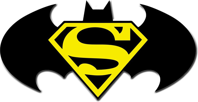 innoverainc Batman Superman Combined 3D Emblem Acrylic Sticker (3.5" by 1.5") Motorcycle Design Sticker(Pack of 1)