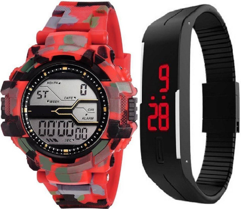 standard choice watch Red ARMY NEW FASHION LATEST MODEL WATCH and Rubber Led Magnet Black Watch FOR MEN BOYS WOMEN Digital Watch  - For Men