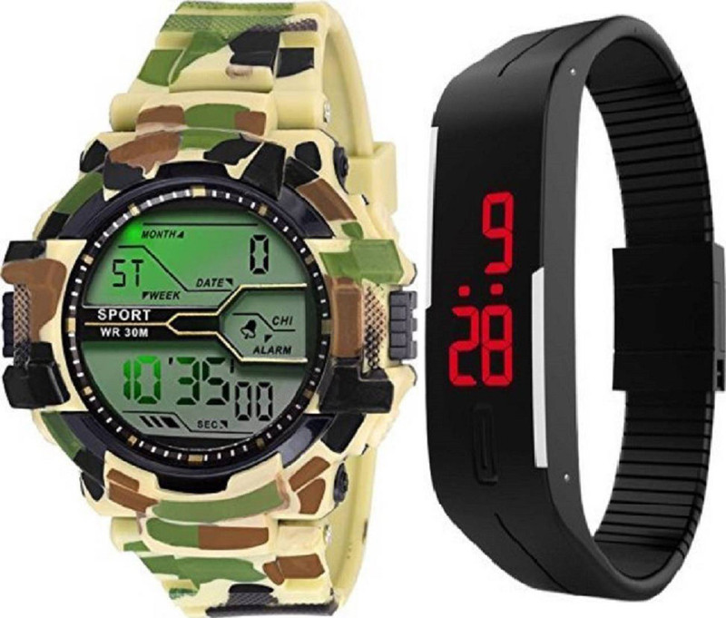 standard choice watch Golden ARMY NEW FASHION LATEST MODEL WATCH and Rubber Led Magnet BLACK Watch FOR MEN BOYS WOMEN Digital Watch  - For Men & Women