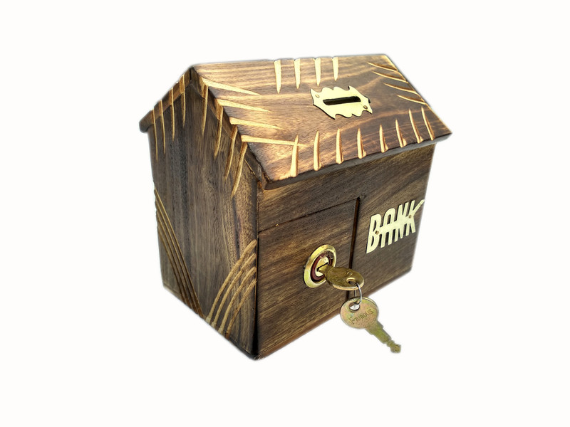nature crafts Wooden Money Bank Coin Bank(Brown)