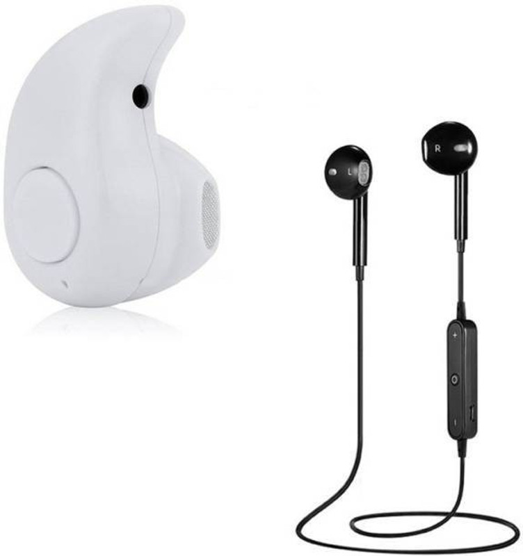 rk enterprises Combo Blutooth Mini Kaju & S6 Headset Bluetooth Headset with Mic(White, Black, In the Ear)