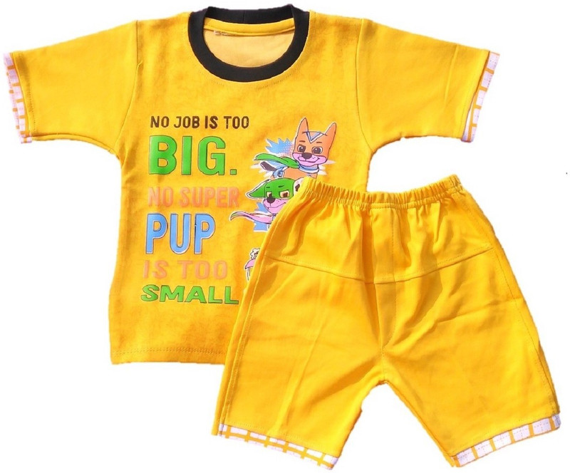 mile fashion Boys & Girls Casual T-shirt T-shirt(Yellow)