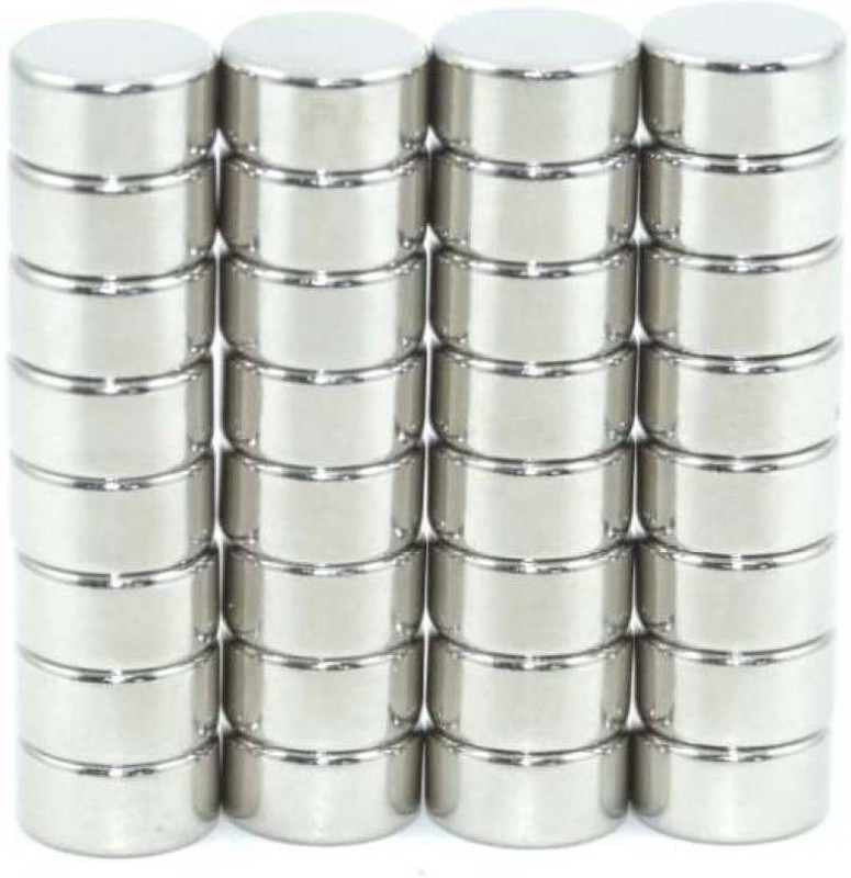 techamazon 32 Pieces of 8mm x 3mm Neodymium Magnets - N52 Disc / Cylindrical magnets - Rare Earth NdfeB Fridge Magnet Pack of 32 (Silver) Door Magnet Pack of 32(Silver)