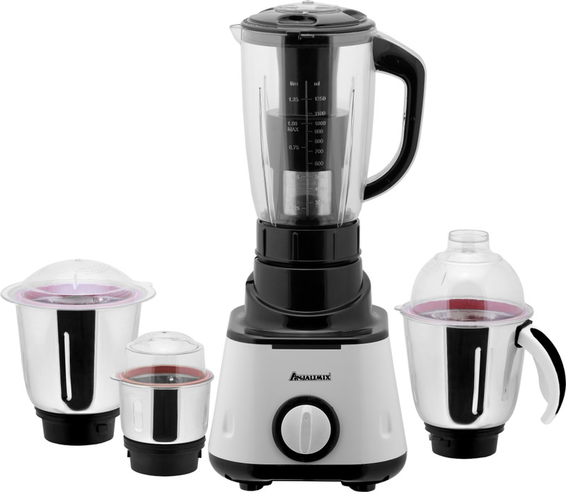 ANJALIMIX O-megaBlack 4jarblk600 600 Mixer Grinder(Black, 4 Jars)