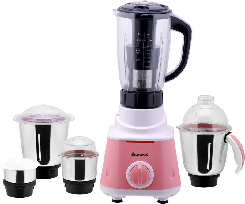 ANJALIMIX O-megaPink 5jarpink600 600 Mixer Grinder(Pink, 5 Jars)