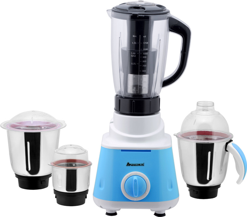 ANJALIMIX O-megaBlue 4jarblue600 600 Mixer Grinder(Blue, 4 Jars)