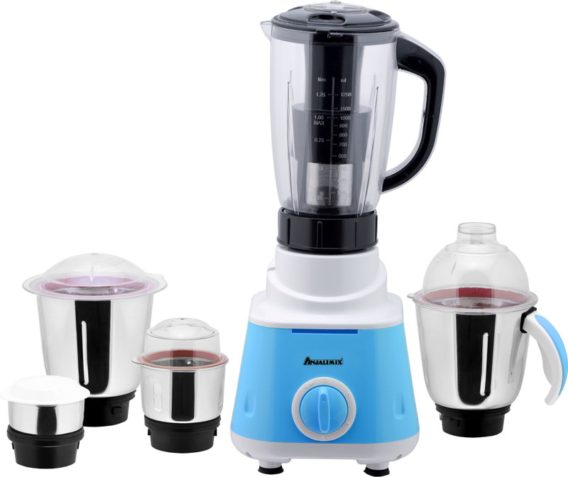 ANJALIMIX O-megaBlue 5jarblue600 600 Mixer Grinder(Blue, 5 Jars)