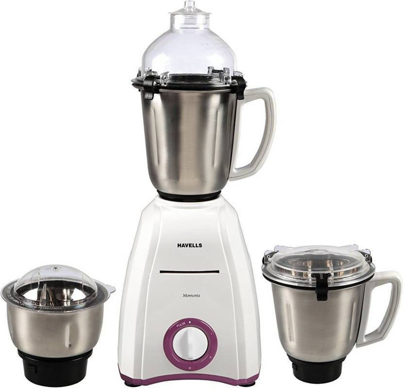 Havells Momenta 750 W Mixer Grinder (3 Jars) Momenta 750 750 Juicer Mixer Grinder(White and lavender, 3 Jars)