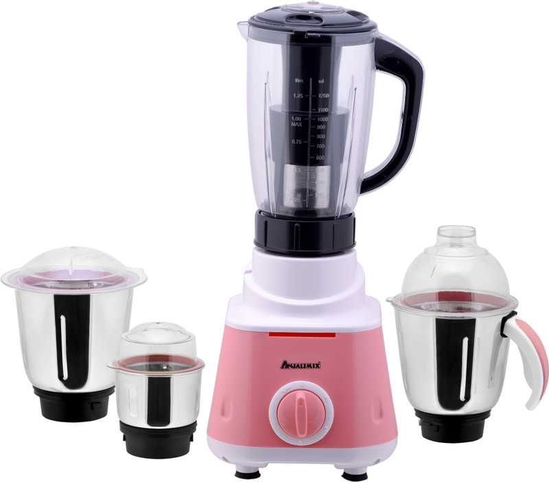 ANJALIMIX O-megaPink 4jarpink600 600 Mixer Grinder(Pink, 4 Jars)