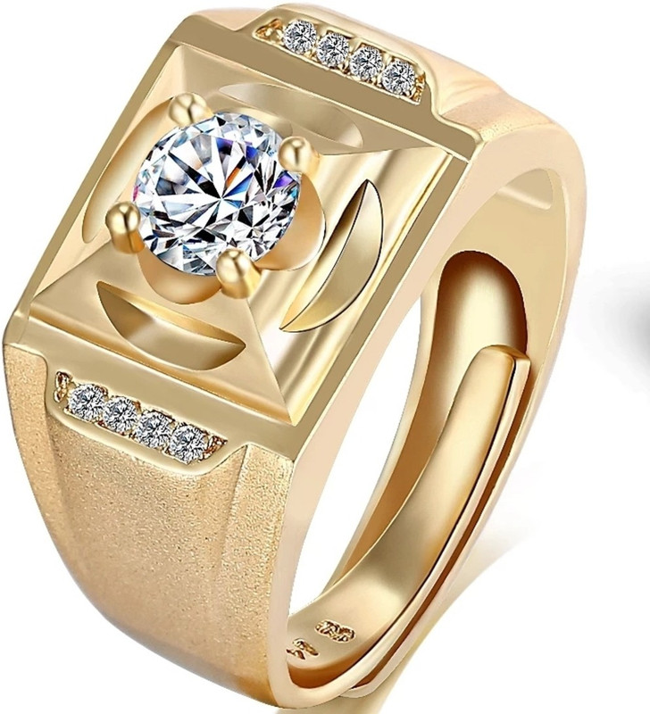 keyline 24 k Gold Plated American Diamond Stylish Ring For Men Copper Cubic Zirconia Gold Plated Ring