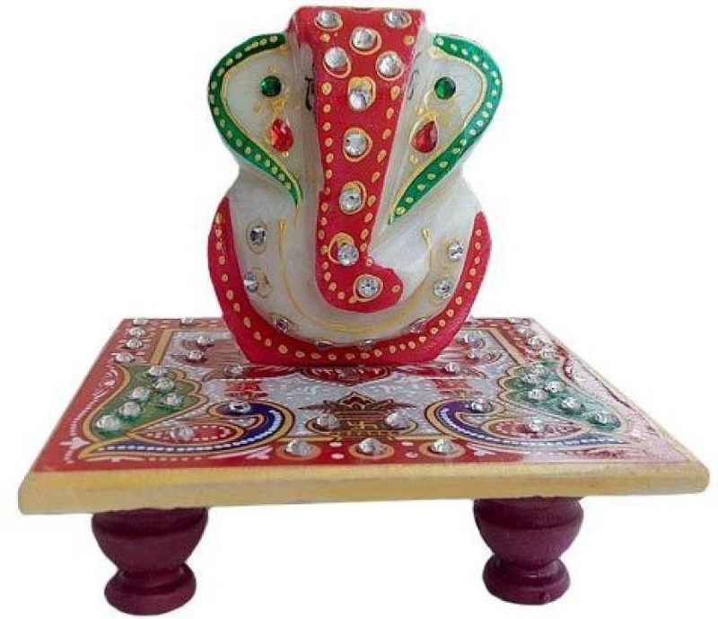 svcrafts01 Chowki_Ganesh 004 Decorative Showpiece  -  10 cm(Marble)