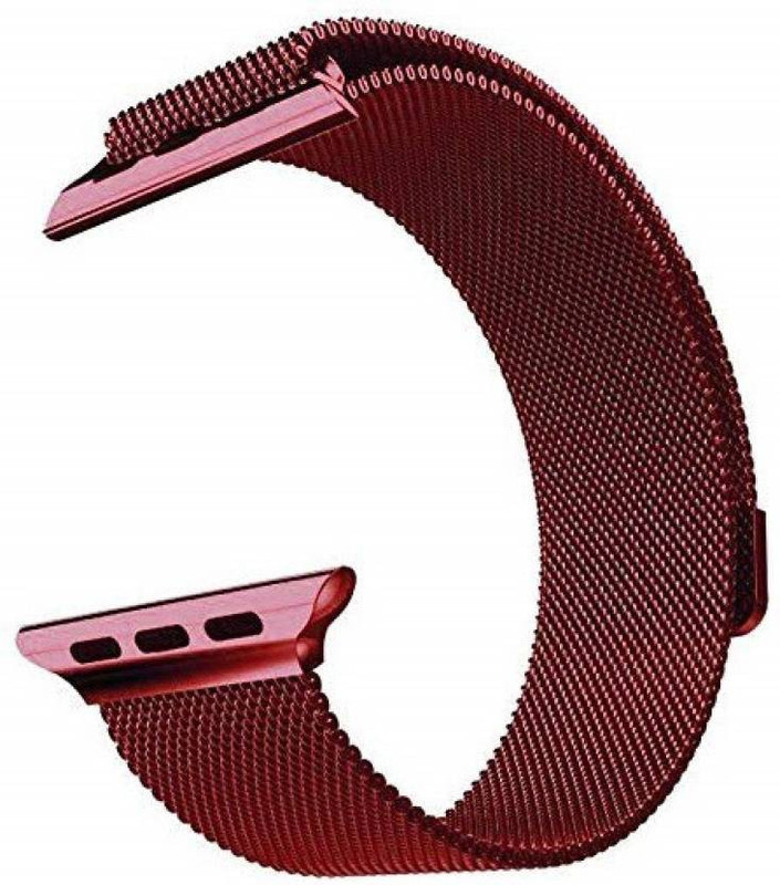 teple Metal Strap Wrist Replacement Band 42mm Series 1,2,3 steel Magnetic Lock Buckle Wrist Band strap Closure Clasp Smart Watch Strap(Red)