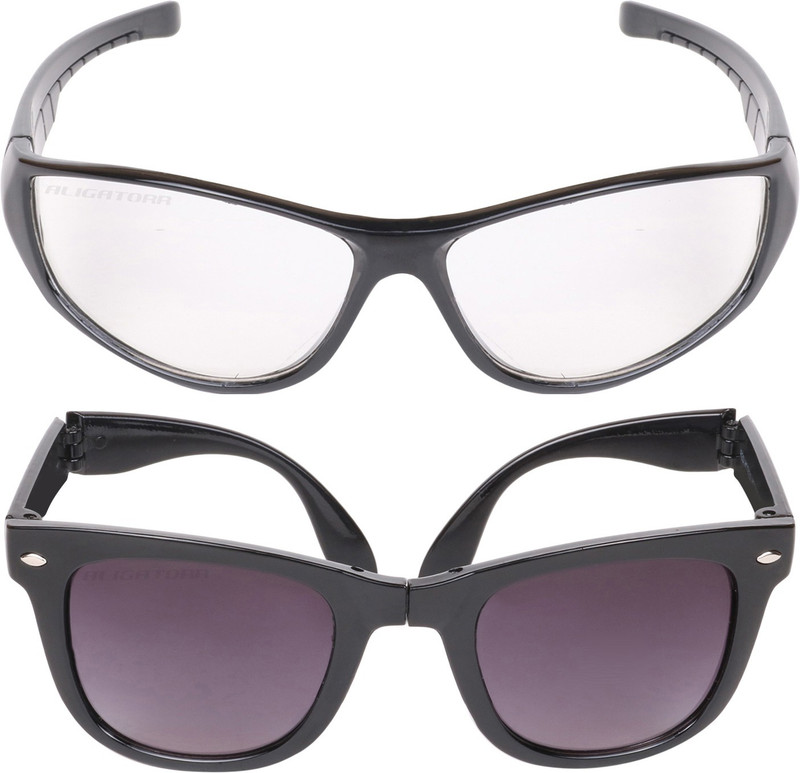 Aligatorr Wayfarer, Retro Square Sunglasses(Clear, Black)