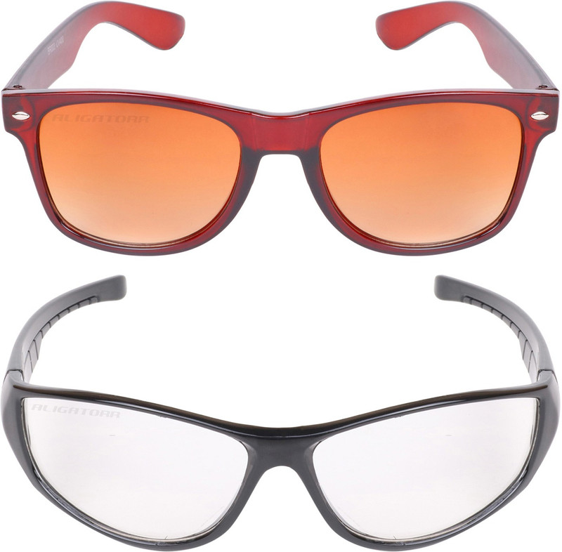 Aligatorr Wayfarer, Retro Square Sunglasses(Golden, Clear)