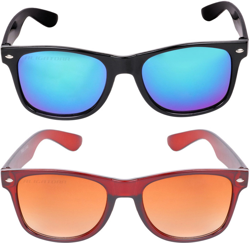 Aligatorr Wayfarer Sunglasses(Blue, Golden)