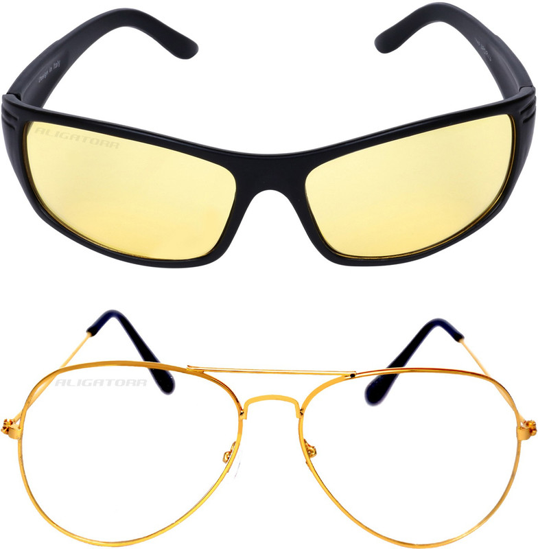 Aligatorr Aviator, Retro Square Sunglasses(Yellow, Clear)