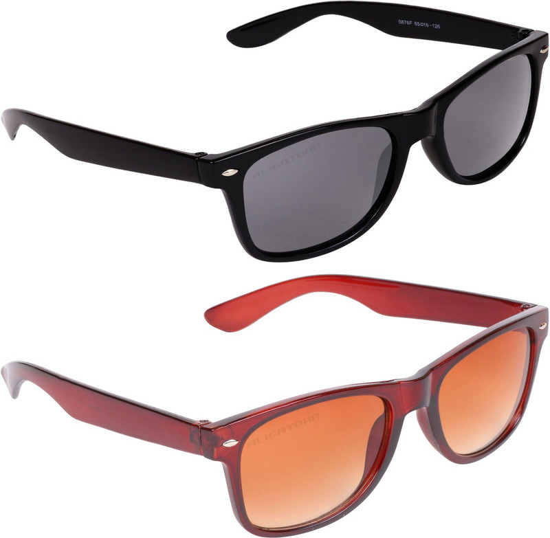 Aligatorr Wayfarer Sunglasses(Black, Brown)