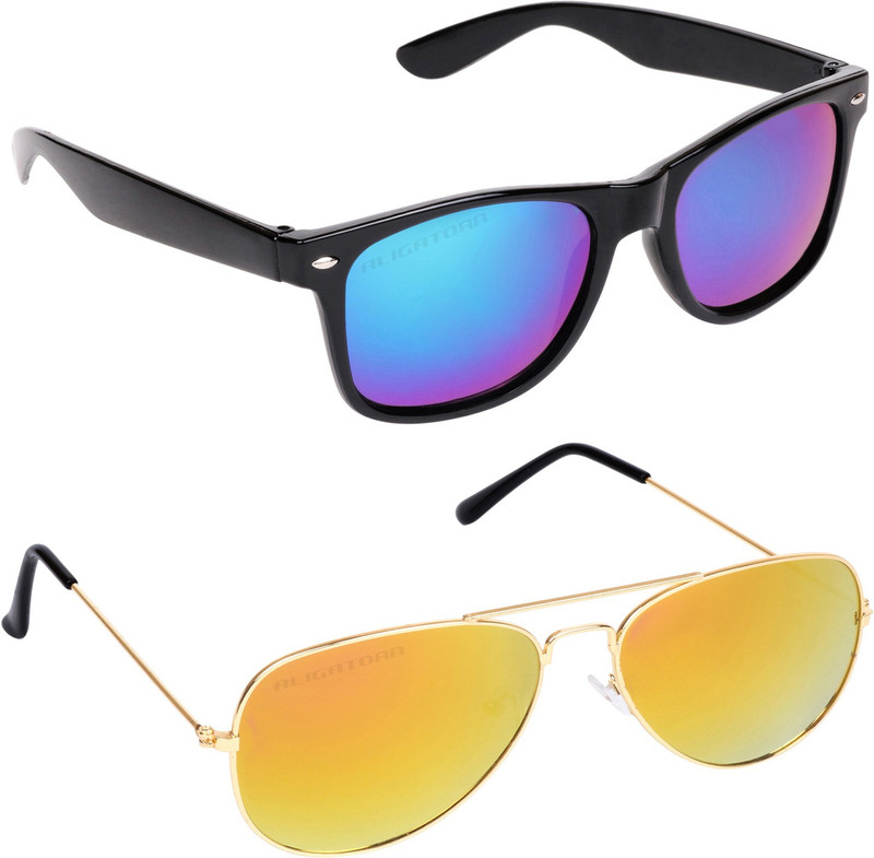 Aligatorr Aviator, Wayfarer Sunglasses(Multicolor, Yellow)