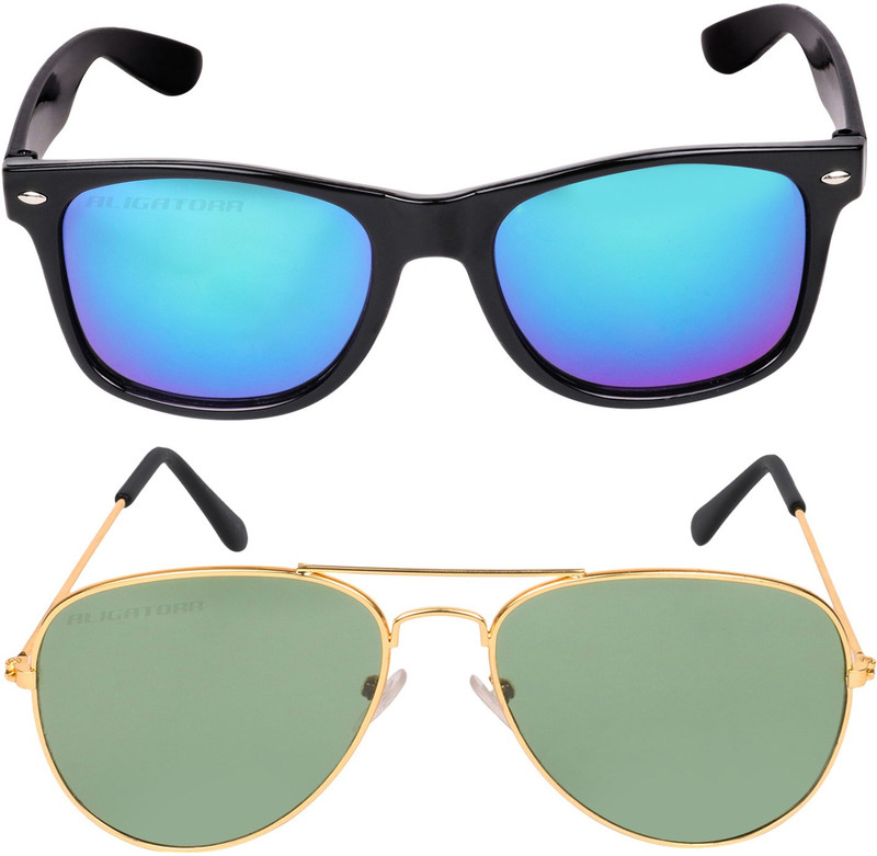 Aligatorr Wayfarer, Aviator Sunglasses(Blue, Green)