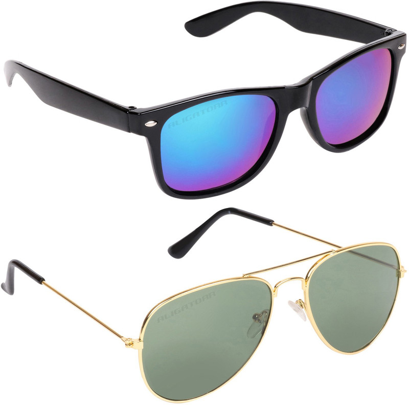 Aligatorr Aviator, Wayfarer Sunglasses(Blue, Green)