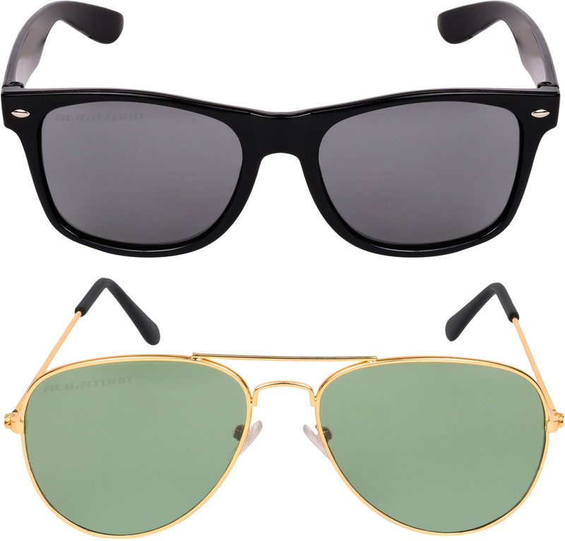 Criba Wayfarer, Aviator Sunglasses(Black, Green) Criba Wayfarer, Aviator Sunglasses(Black, Green)