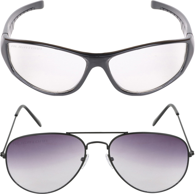 Aligatorr Wayfarer, Retro Square Sunglasses(Clear, Grey)