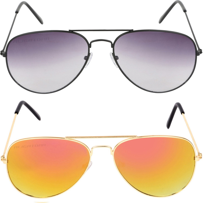 Aligatorr Aviator Sunglasses(Grey, Golden)