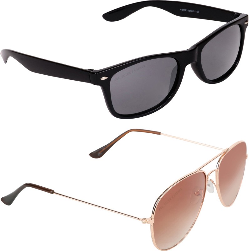 Aligatorr Aviator, Wayfarer Sunglasses(Black, Brown)