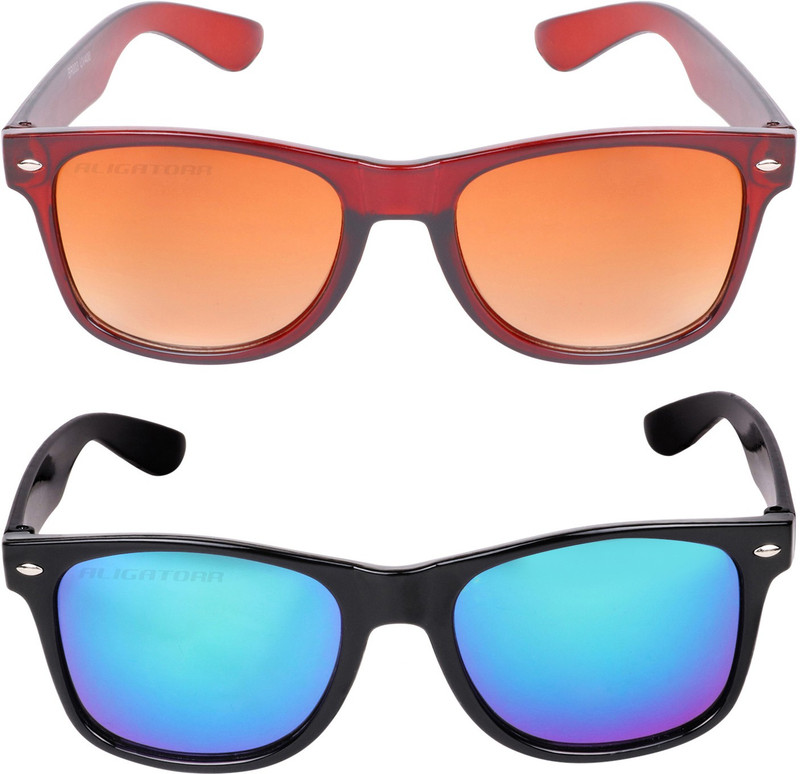 Aligatorr Wayfarer Sunglasses(Golden, Blue)