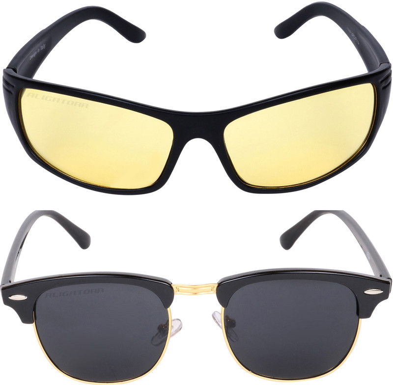 Aligatorr Spectacle , Clubmaster Sunglasses(Yellow, Black)