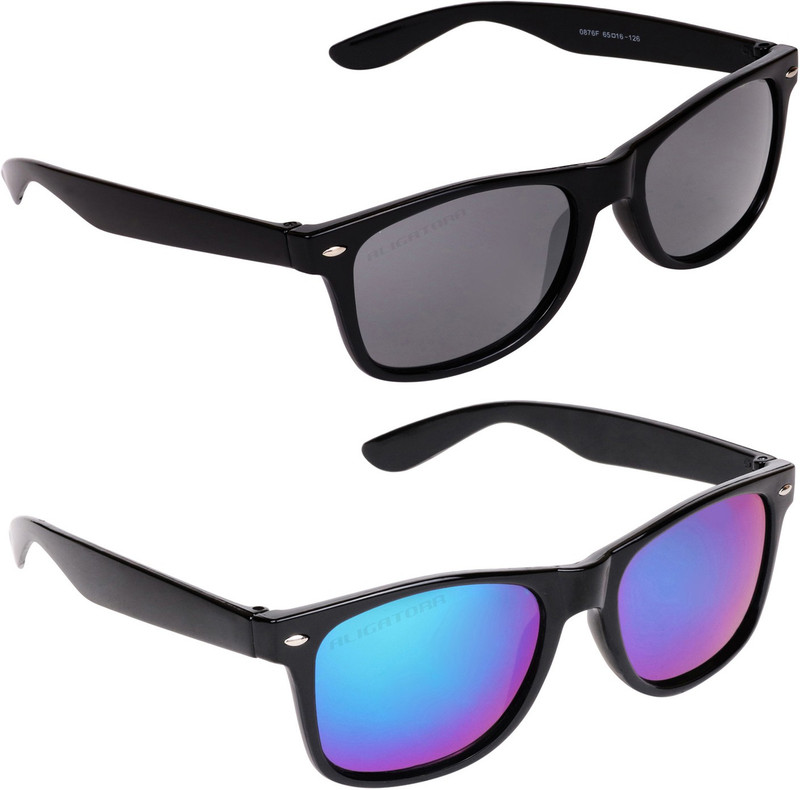 Aligatorr Wayfarer Sunglasses(Black, Multicolor)