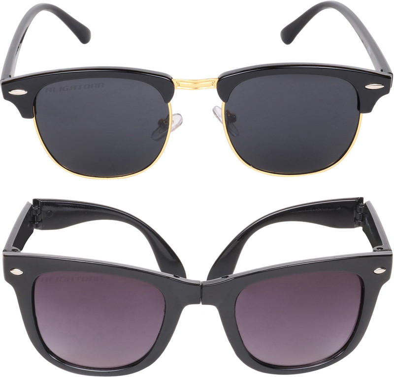 Aligatorr Spectacle , Wayfarer Sunglasses(Black)